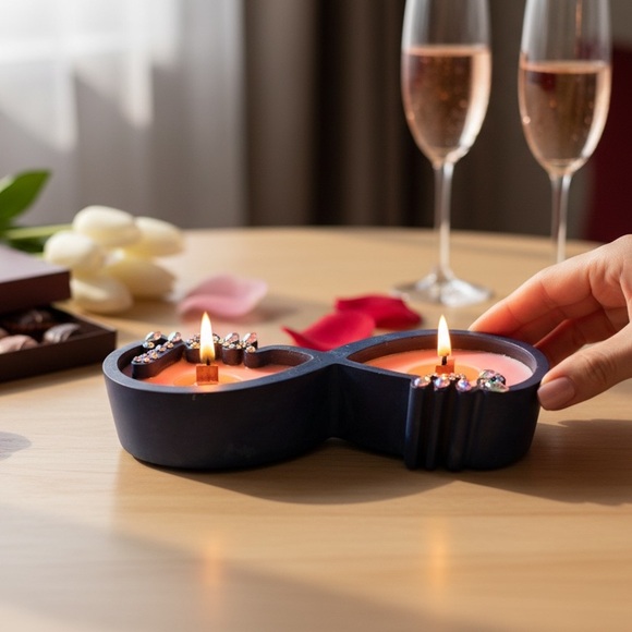 Cotton Candy Infinity Soy Candle | Handmade Resin Vessel | Symbol of Forever - Picture 4 of 10